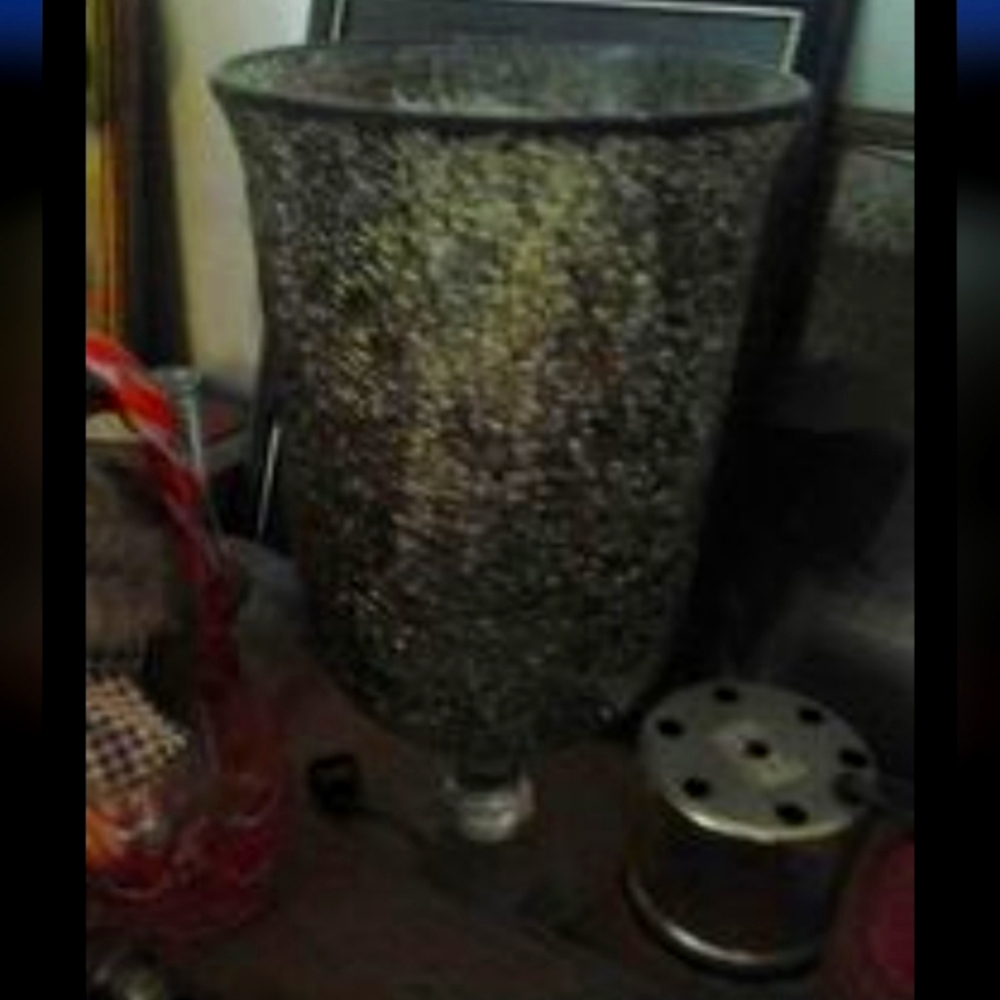 Crackled glass vase